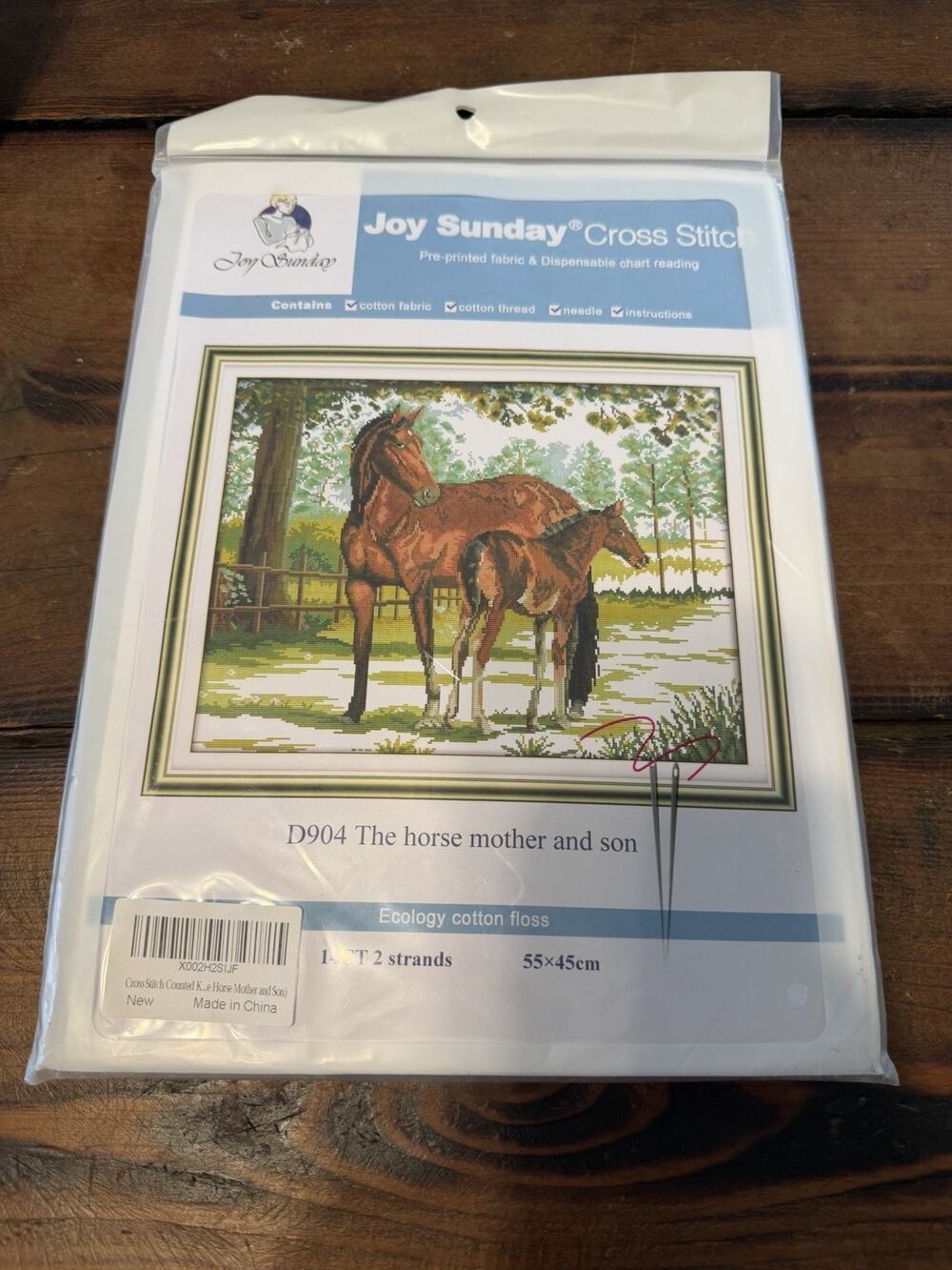 Joy Sunday Cross Stitch D904 The Horse mother and son 55x45 cotton fabric NIP